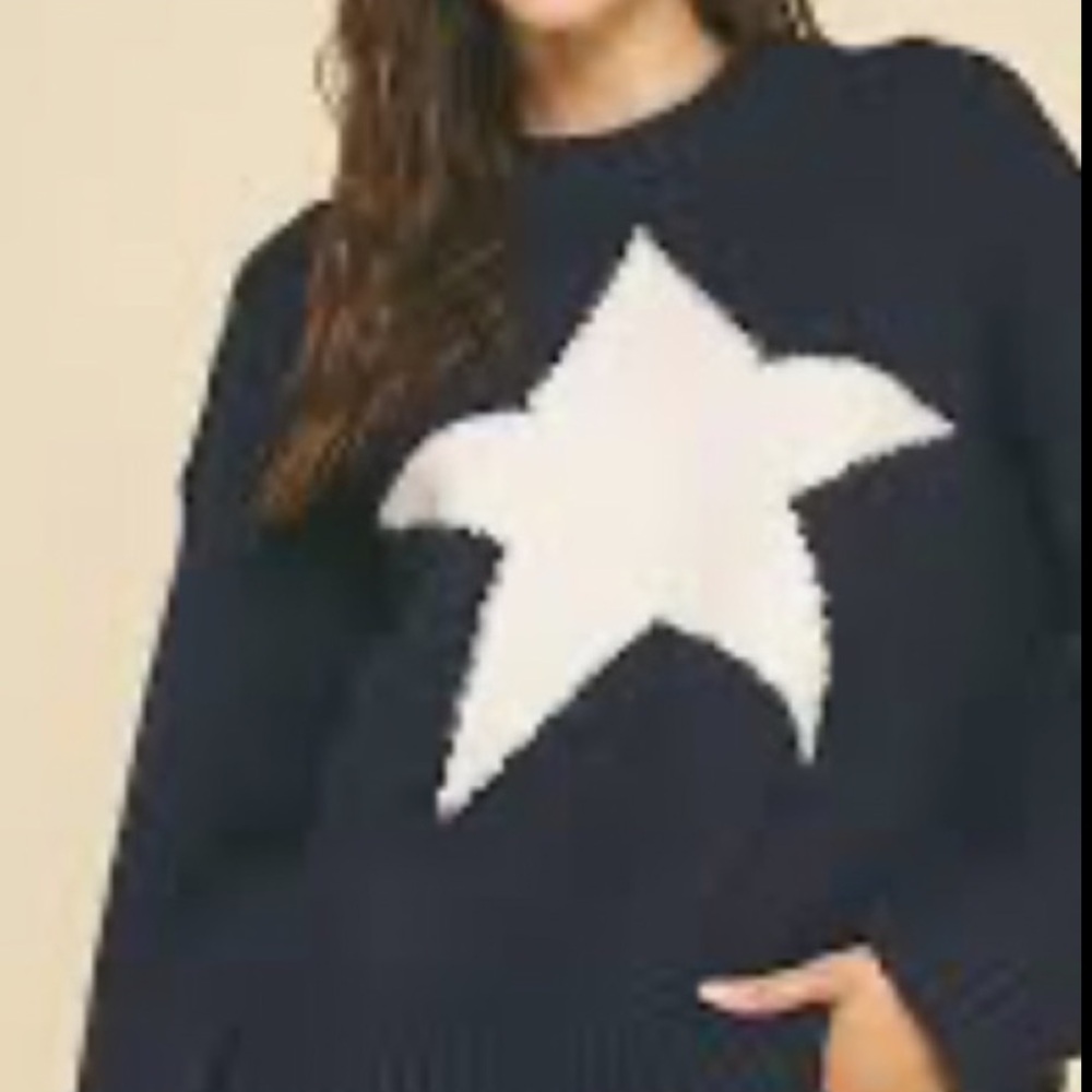 MY RUUM Navy Soft Knit Star Sweater